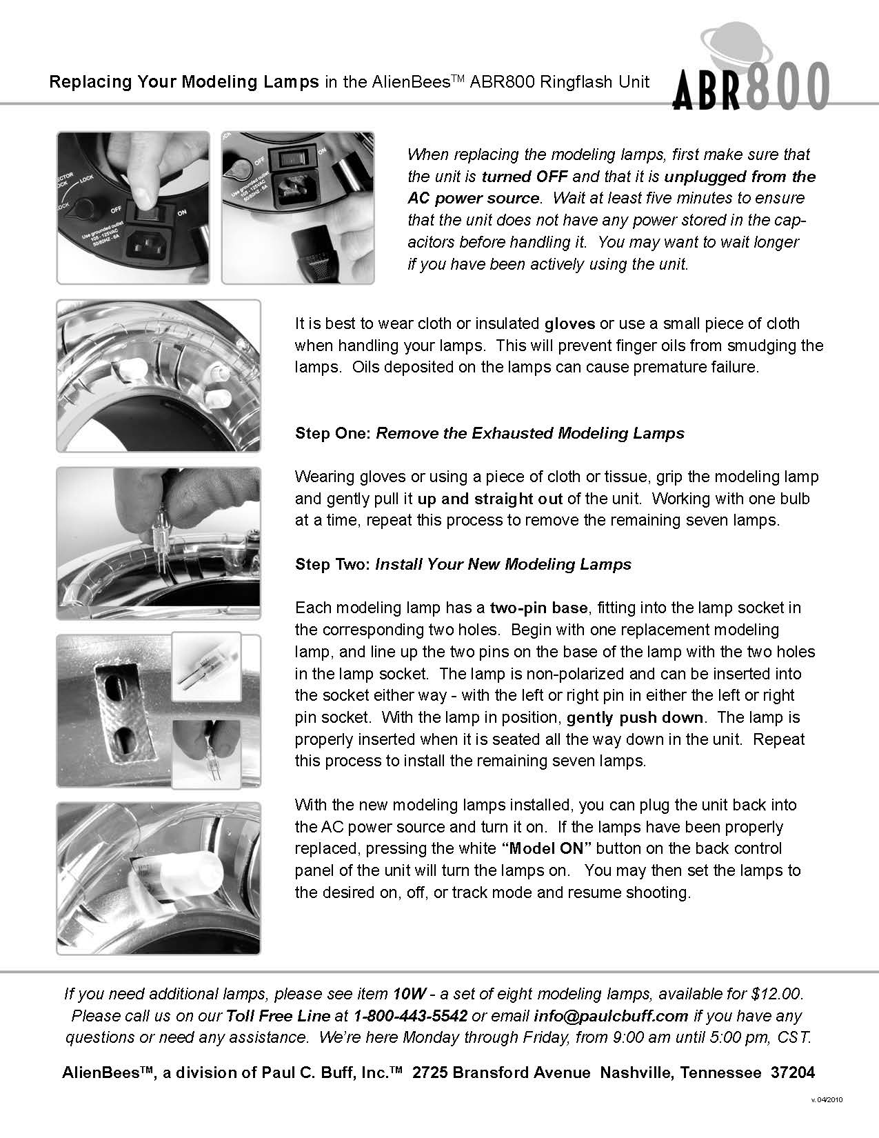 10 Watt Modeling Lamp Replacement Instructions