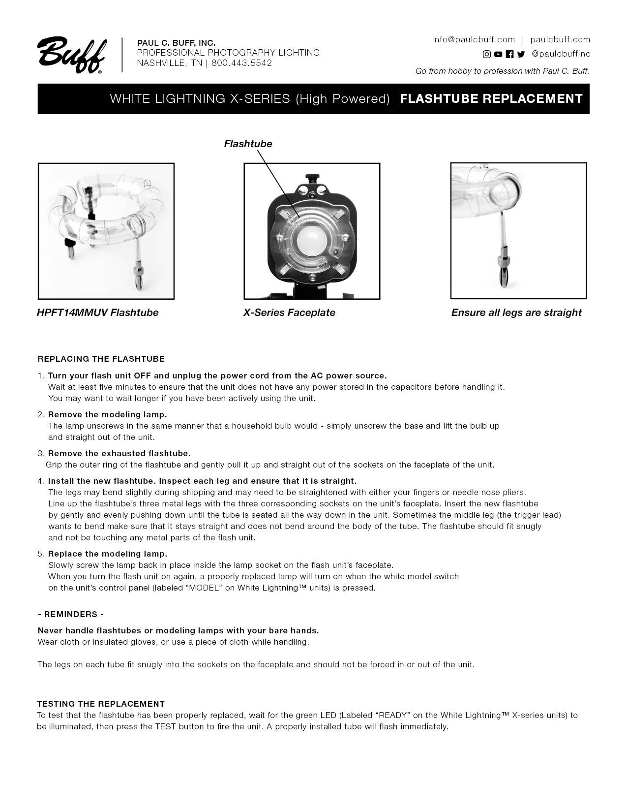 White Lightning X3200 High Powered Flashtube Replacement